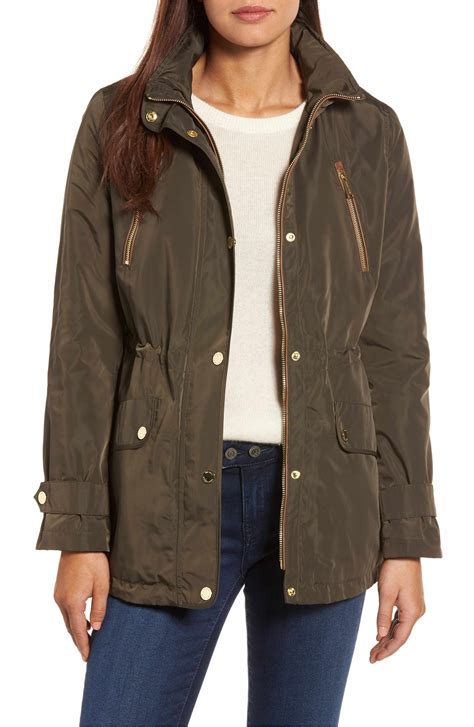 michael kors blazer with studded sleeves|Michael Kors anorak raincoat.